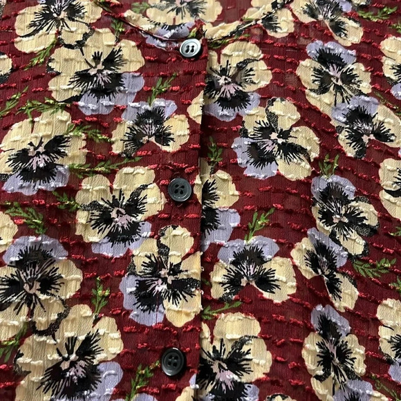 Madewell Viola floral pansy drawstring ruffled peplum top - Picture 5 of 8